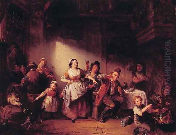 Merry Making Oil Painting by Henrich Engelbert Reyntjens