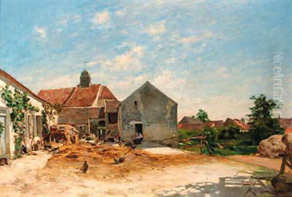 The farmyard Oil Painting by Albert Gabriel Rigolot