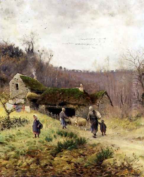 A Country Farmstead Oil Painting by Frederico Rossano