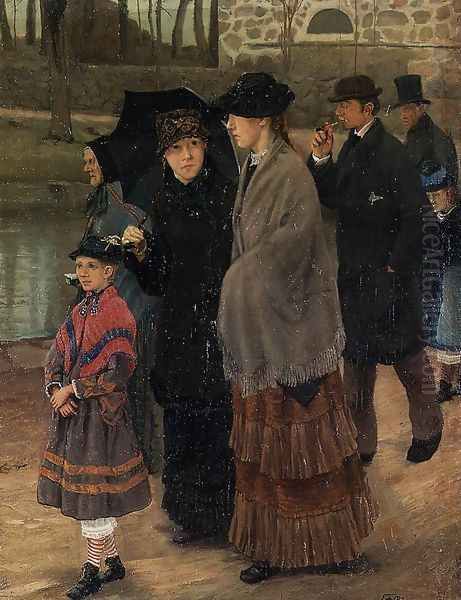 On the Way to Church Oil Painting by Lauritz Andersen Ring