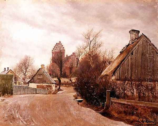 Gade i Hoje Taastrup Oil Painting by Lauritz Andersen Ring