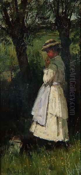 Girl by a River Oil Painting by John Robertson Reid