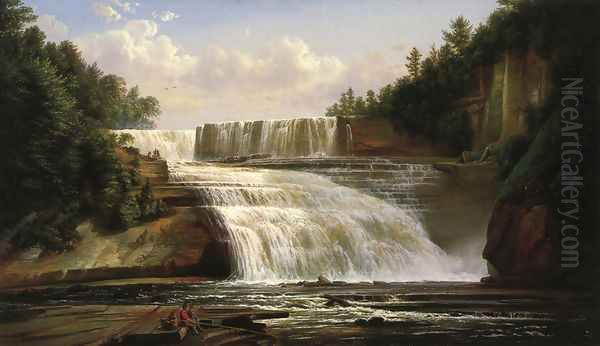 Trenton High Falls Oil Painting by Ferdinand Richardt