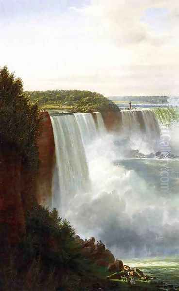 View of Niagara Falls Oil Painting by Ferdinand Richardt