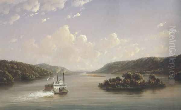 View On The Mississippi Fifty Seven Miles Below St.Anthony Falls,Minneapolis 1858 Oil Painting by Ferdinand Richardt