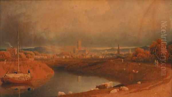 A view of Gloucester Oil Painting by George Fennel Robson