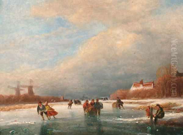 Winter leisure Oil Painting by Nicolaas Johannes Roosenboom