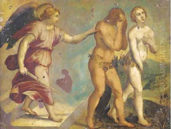 The Expulsion of Adam and Eve Oil Painting by Hans Rottenhammer