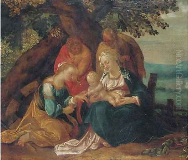 The Mystic Marriage of Saint Catherine Oil Painting by Hans Rottenhammer