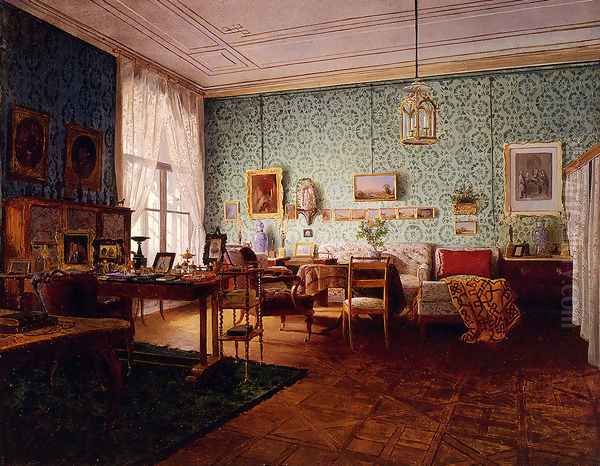 Interior Of A Living Room Oil Painting by Eduard Ritter