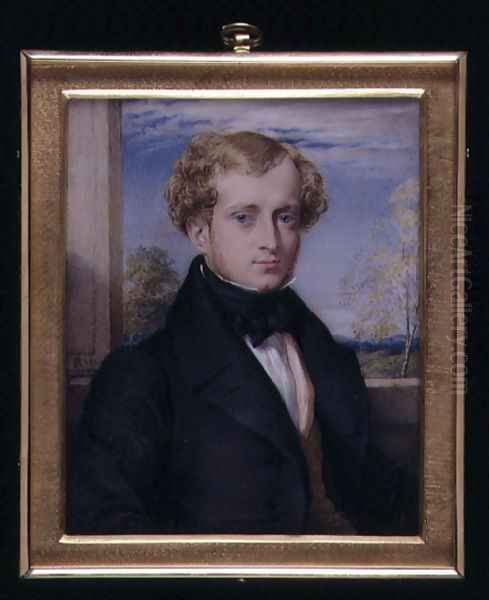 Portrait miniature of an unknown man, possibly a Mr Ashby, 1830 Oil Painting by George Richmond