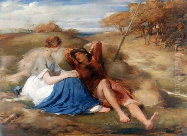 The Lover's (or The Harvesters') Oil Painting by George Richmond