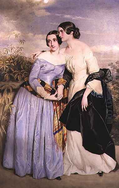 Mrs Partridge and her sister Miss Croker, c.1850 Oil Painting by George Richmond