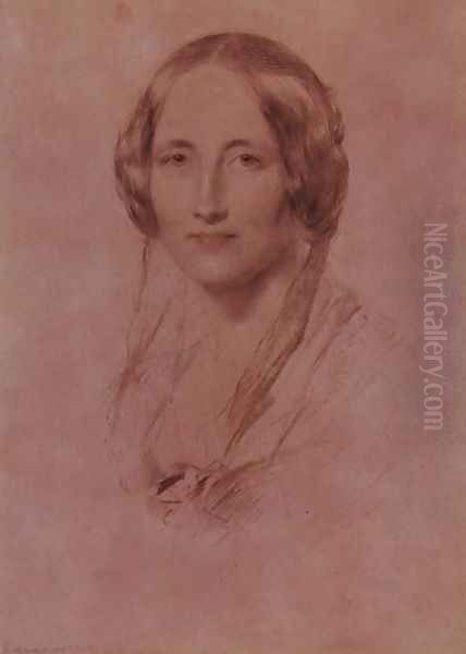 Elizabeth Cleghorn Gaskell 1810-65 2 Oil Painting by George Richmond