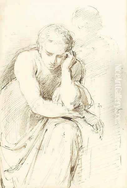 Study of a figure in contemplation by George Richmond