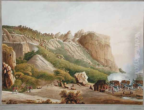 North View of Sewandroog showing the Attack in December 1791 Oil Painting by Robert H.Colebrooke