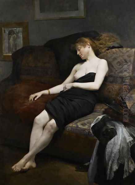 Asleep in the Studio Oil Painting by Georges Roussin