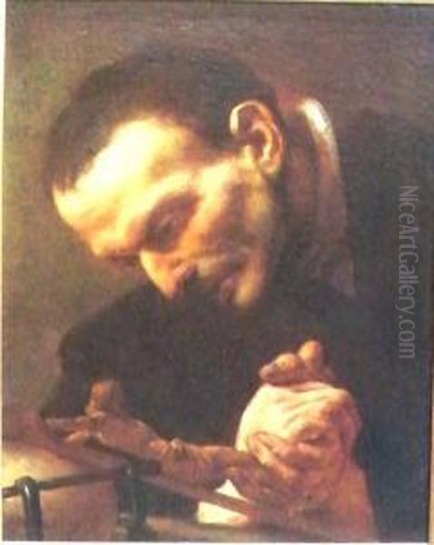 Saint Francisadoring The Crucifix Oil Painting by Giovanni Battista Piazzetta