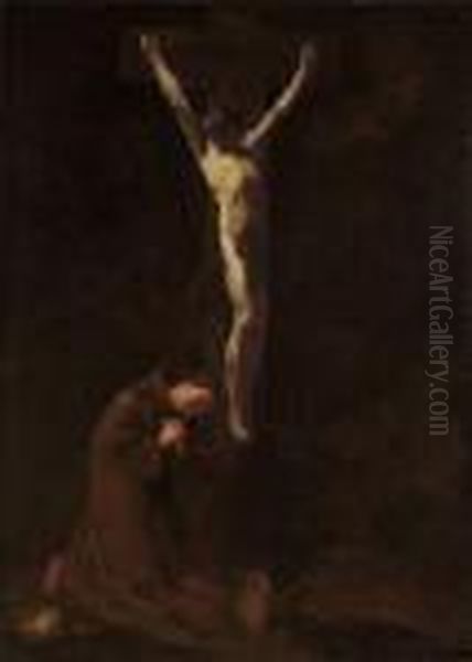 La Crucifixion Avec Saint Francois Priant Au Pied De La Croix Oil Painting by Giovanni Battista Piazzetta