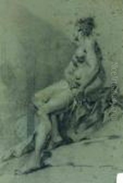 Figure De Femme Nue Assise Oil Painting by Giovanni Battista Piazzetta