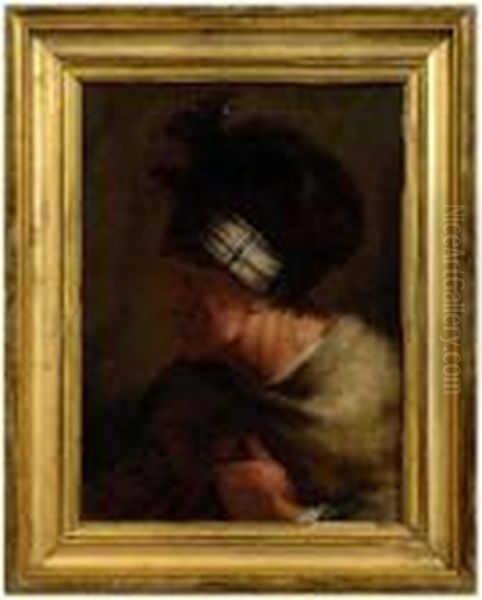 Portrait Of A Man Wearing A Fur And Fabric Hat And Fur Wrap Oil Painting by Giovanni Battista Piazzetta