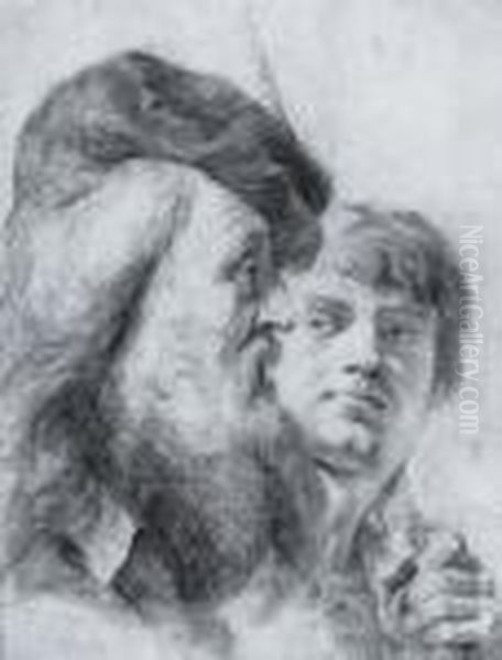 Two Male Heads Oil Painting by Giovanni Battista Piazzetta