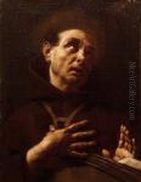 Santo Estatico, A Mezzo Busto, Con Libro Oil Painting by Giovanni Battista Piazzetta