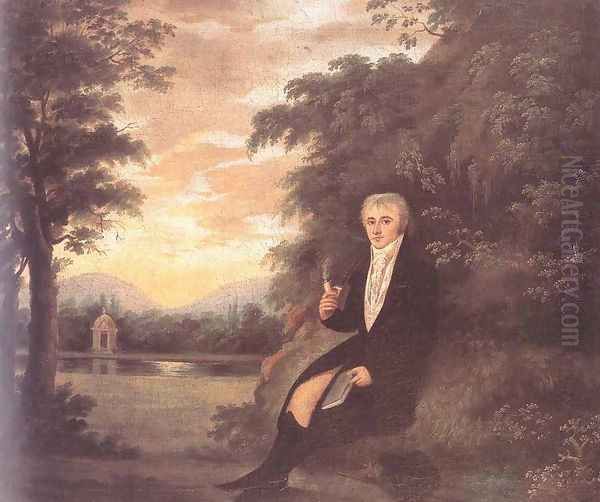 Young in a Landscape 1804 Oil Painting by Janos Rombauer