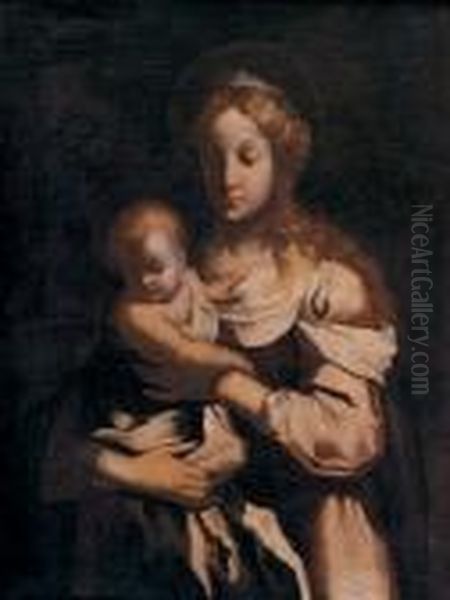 Madonna Con Bambino-escuela Veneciana S. Xvii Oil Painting by Giovanni Battista Piazzetta