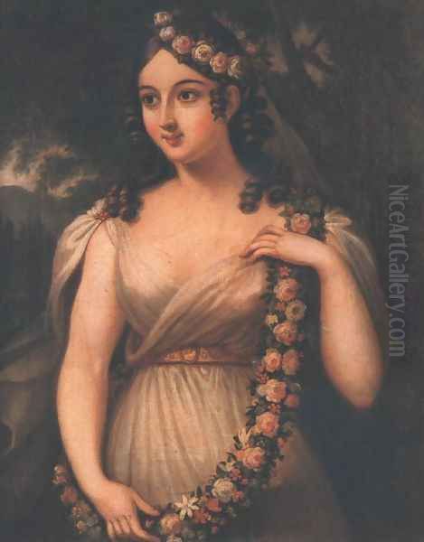 Spring Flora, May c. 1830 Oil Painting by Janos Rombauer