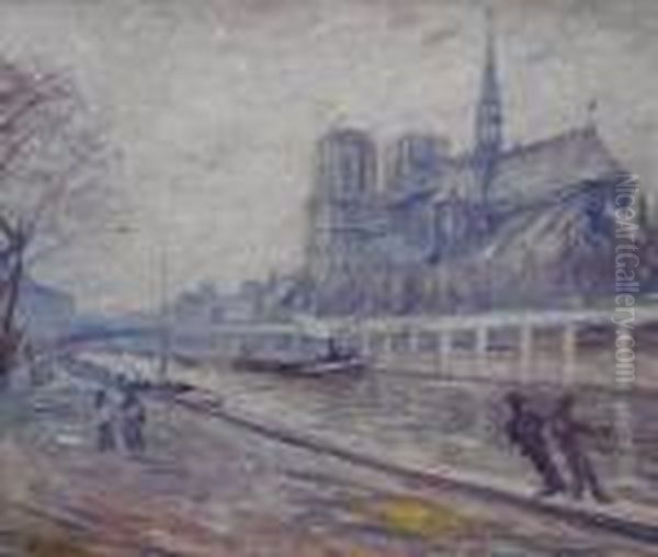 Paris, Les Quais, Notre Dame Oil Painting by Francis Picabia