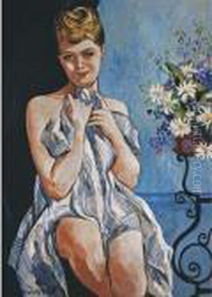 Femme Au Bouquet Oil Painting by Francis Picabia