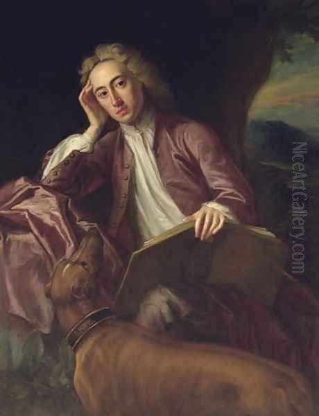 Alexander Pope and his dog, Bounce, c.1718 Oil Painting by Jonathan Richardson