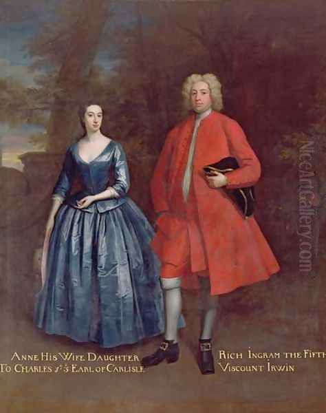 Portrait of Rich, 5th Viscount Irwin and his Wife Anne, c.1715-20 Oil Painting by Jonathan Richardson