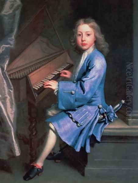 Garton Orme seated at the Spinet Oil Painting by Jonathan Richardson