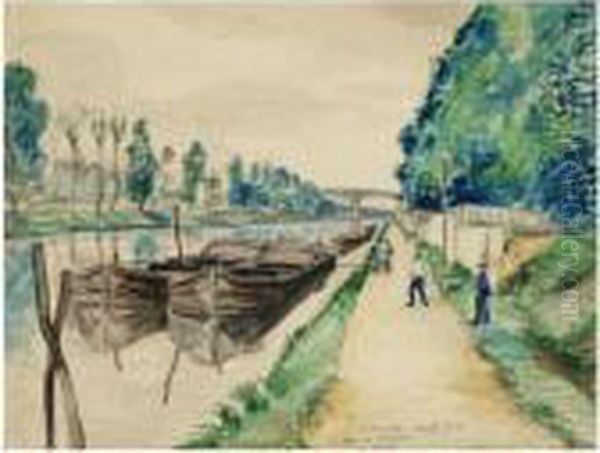 Canal De St-mammes A Moret Oil Painting by Francis Picabia