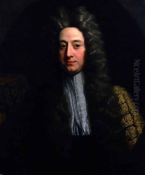 Portrait of William Cowper, 1st Earl Cowper c.1665-1723, First Lord Chancellor of Great Britain Oil Painting by Jonathan Richardson