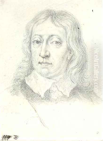 Portrait of John Milton (1608-1674), bust-length Oil Painting by Jonathan Richardson