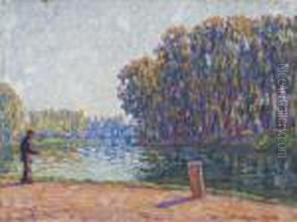 Pecheur A La Ligne, Moret, Bord Du Loing Oil Painting by Francis Picabia