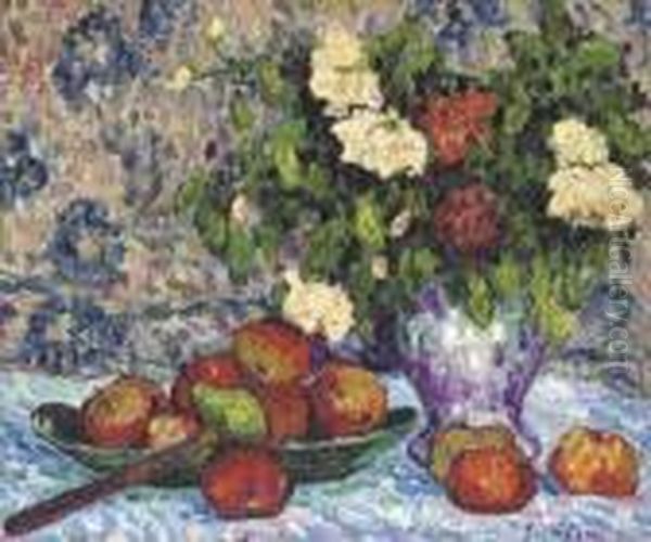 Nature Morte Aux Pommes Et Fleurs Oil Painting by Francis Picabia