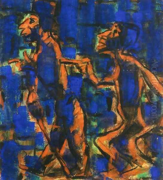 Two Gypsies Oil Painting by Christian Rohlfs