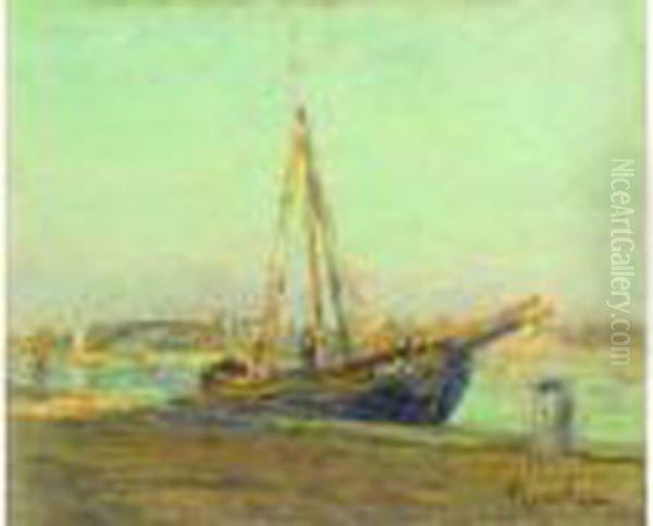 Les Martigues, Bateau A Quai, Vers 1904 Oil Painting by Francis Picabia