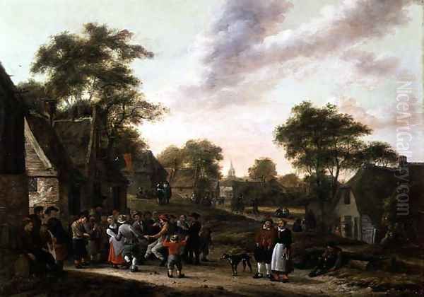 Peasants at a Dance Oil Painting by Gillis Rombouts