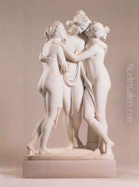 The Three Graces Oil Painting by Pasquale Romanelli