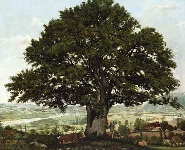 La plaine dAnnecyu-Chene le vaterant des Alpes Oil Painting by Jean-Jacques Rousseau