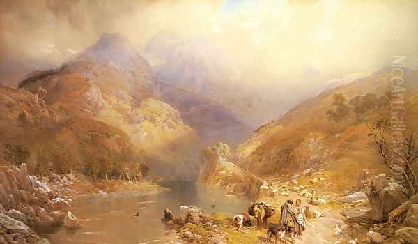 Gate Crag, Borrowdale, Cumberland Oil Painting by Thomas Miles Richardson, Jnr.