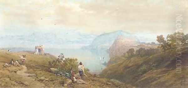 Peasants on the coast before the Island of Ithaca Oil Painting by Thomas Miles Richardson, Jnr.