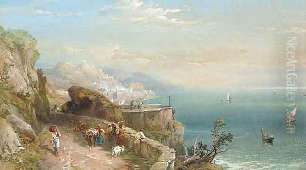 The Amalfi coast Oil Painting by Thomas Miles Richardson, Jnr.