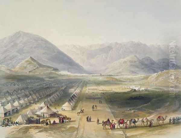 Encampment of the Kandahar Army under General Nott, outside the walls of Caubul, on the evacuation of Afghanistan by the British, plate 5 from Scenery, Inhabitants and Costumes of Afghanistan, engraved by R. Carrick c.1829-1904, 1848 Oil Painting by James Rattray