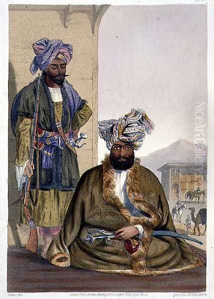 Gool Mahommed Kaun, King of the Ghilgies, plate 25 from Scenery, Inhabitants and Costumes of Afghanistan, engraved by W.L.Walker, 1848 Oil Painting by James Rattray